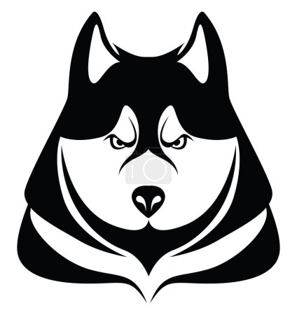 Illustration for Husky dog head tattoo, tattoo illustration, vector on a white background. - Royalty Free Image