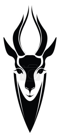 Téléchargez les illustrations : Tatouage de bois d'antilope, illustration de tatouage, vecteur sur fond blanc. - en licence libre de droit