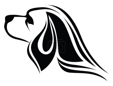 Téléchargez les illustrations : Tatouage de tête de chien tribal, illustration de tatouage, vecteur sur fond blanc. - en licence libre de droit