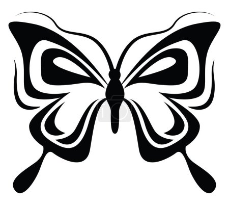 Téléchargez les illustrations : Tatouage ailes de papillon, illustration de tatouage, vecteur sur fond blanc. - en licence libre de droit