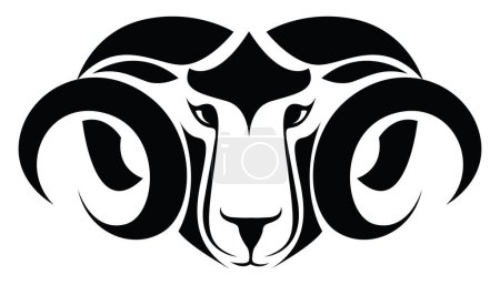 Illustration for Aries head tattoo, tattoo illustration, vector on a white background. - Royalty Free Image