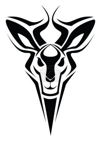 Téléchargez les illustrations : Tatouage de tête d'antilope, illustration de tatouage, vecteur sur un fond blanc. - en licence libre de droit
