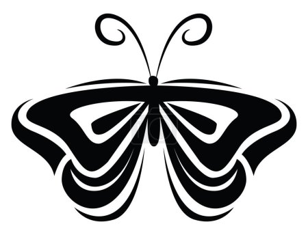Téléchargez les illustrations : Tatouage papillon volant, illustration de tatouage, vecteur sur fond blanc. - en licence libre de droit