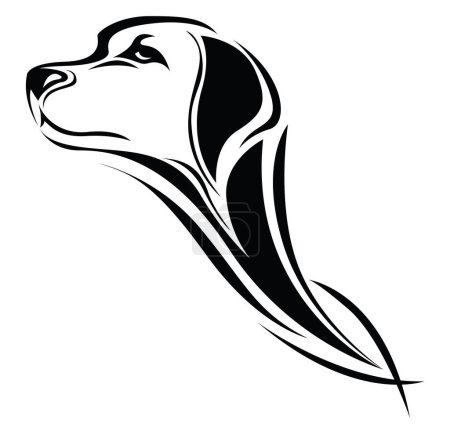 Téléchargez les illustrations : Tatouage de tête de chien, illustration de tatouage, vecteur sur fond blanc. - en licence libre de droit