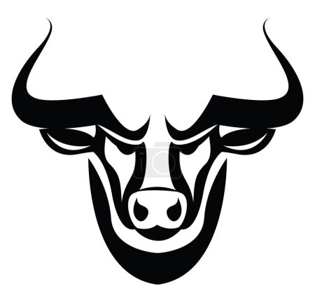 Illustration for Angry bull head tattoo, tattoo illustration, vector on a white background. - Royalty Free Image