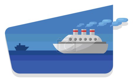 Ilustración de Gran barco en el mar, ilustración, vector sobre un fondo blanco. - Imagen libre de derechos