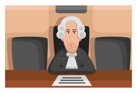 Ilustración de Juez en la sala del tribunal, ilustración, vector sobre un fondo blanco. - Imagen libre de derechos