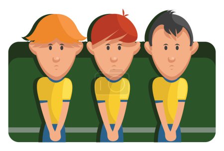 Ilustración de Jugadores de fútbol en camiseta amarilla, ilustración, vector sobre un fondo blanco. - Imagen libre de derechos