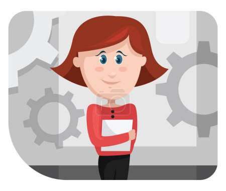 Illustration for Business woman in red shirt, illustration, vector on a white background. - Royalty Free Image