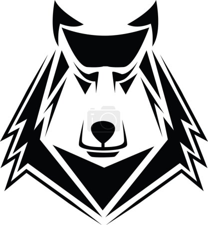 Illustration for Wolf head tattoo, tattoo illustration, vector on a white background. - Royalty Free Image
