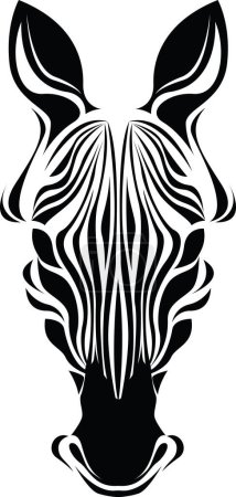 Illustration for Zebra head tattoo, tattoo illustration, vector on a white background. - Royalty Free Image