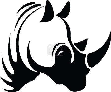 Illustration for Rhinoceros head tattoo, tattoo illustration, vector on a white background. - Royalty Free Image