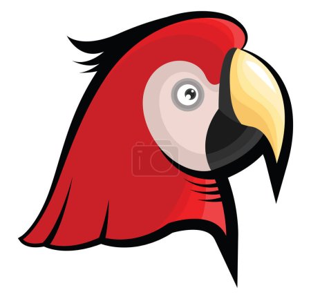 Illustration for Red parrot head tattoo , illustration, vector on a white background. - Royalty Free Image