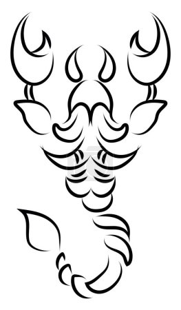 Ilustración de Tatuaje de escorpión tribal, ilustración, vector sobre un fondo blanco. - Imagen libre de derechos