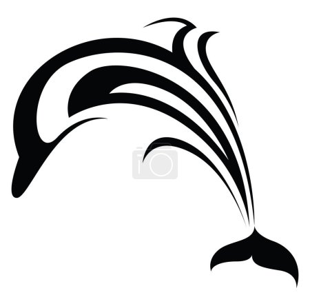 Ilustración de Tatuaje de delfín, ilustración, vector sobre un fondo blanco. - Imagen libre de derechos