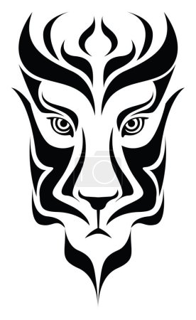 Téléchargez les illustrations : Tatouage visage de lion, illustration, vecteur sur fond blanc. - en licence libre de droit