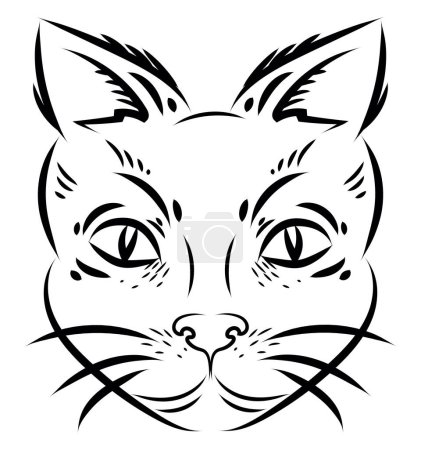 Illustration for Tattoo of a cat , illustration, vector on a white background. - Royalty Free Image