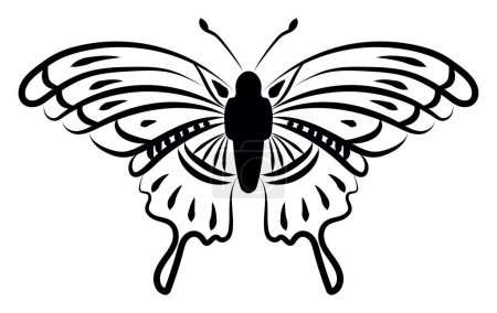 Téléchargez les illustrations : Tatouage papillon, illustration, vecteur sur fond blanc. - en licence libre de droit