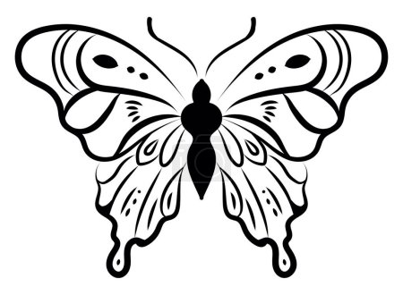 Téléchargez les illustrations : Tatouage papillon éclaboussure, illustration, vecteur sur fond blanc. - en licence libre de droit