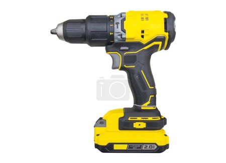 Photo for Cordless battery screwdriver drill isolated on white background. New cordless screwdriver isolated . - Royalty Free Image
