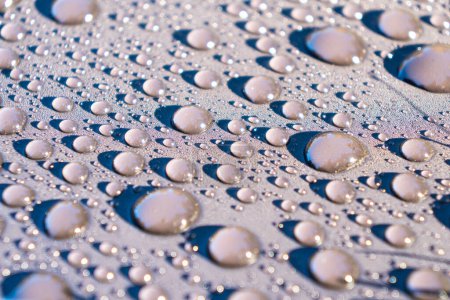 Photo for Shiny water drops on metallic surface. Water drops texture background. - Royalty Free Image