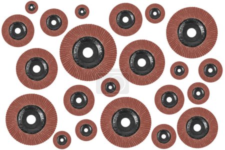 Photo for Grinding disc of an angle grinder isolated on a white background. New abrasive grinding wheels. Flap wheel for grinder pattern - Royalty Free Image
