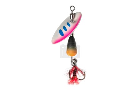 Photo for Metal fishing lure isolated on white background. Spinner lure isolated - Royalty Free Image