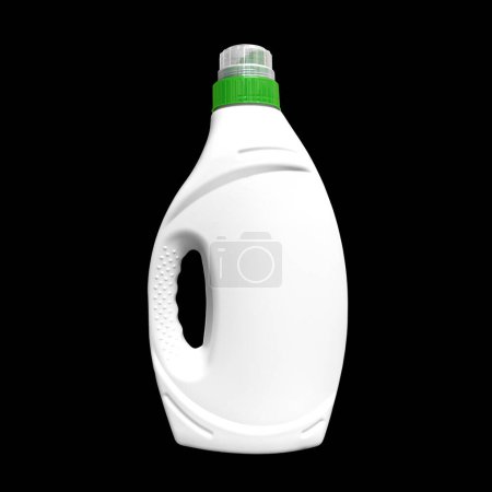 Photo for Plastic bottle for detergent cleaning agent iIsolated on black background. Plastic bottle isolated with clipping path. Empty space for text - Royalty Free Image