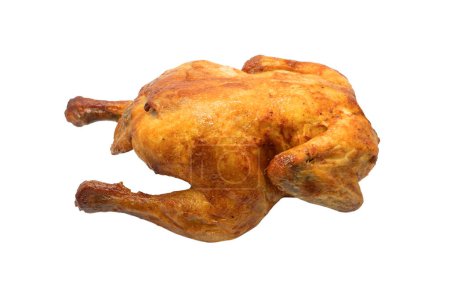 Délicieux poulet grillé brun doré isolé sur fond blanc. Poulet grillé savoureux