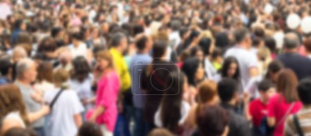 Photo for Crowd of people with blurred men and women on busy city street. Blur crowd of people on demonstration - Royalty Free Image