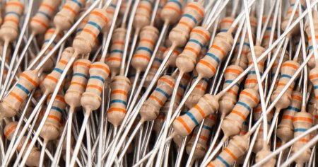 Photo for Electronic resistors texture background. Carbon film resistors background. Macro shot various electronic components - Royalty Free Image