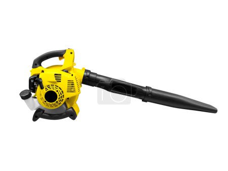 Hand-held fuel blower for cleaning isolated on white background. Air blower tool or leaf blower isolated. 