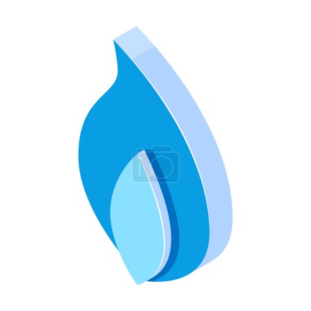 3D-Gas-Symbol in isometrischer Projektion. Blaues Feuer-Emoji isoliert auf weißem Hintergrund, Vektor.