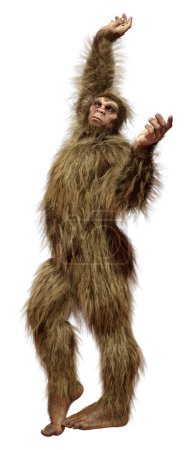 Photo for 3D rendering of a Sasquatch or Bigfoot isolated on white background - Royalty Free Image