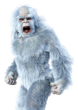 Photo for 3D rendering of a fantasy creature yeti isolated on white background - Royalty Free Image