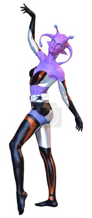 Photo for 3D rendering of a pink female teenager alien isolated on white background - Royalty Free Image