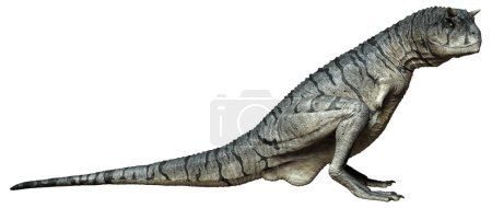 Representación en 3D de un dinosaurio Carnotaurus Sastrei o toro carnívoro aislado sobre fondo blanco