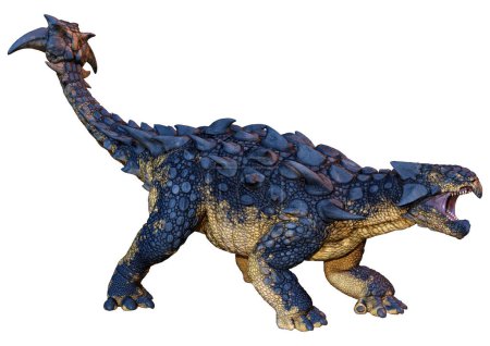 Téléchargez les photos : Rendu 3D d'un dinosaure Ankylosaurus isolé sur fond blanc - en image libre de droit
