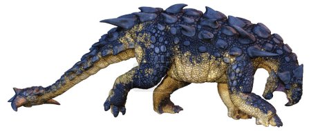Téléchargez les photos : Rendu 3D d'un dinosaure Ankylosaurus isolé sur fond blanc - en image libre de droit
