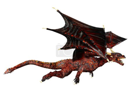 Téléchargez les photos : 3d rendu d'un dragon fantasme isolé sur fond blanc - en image libre de droit