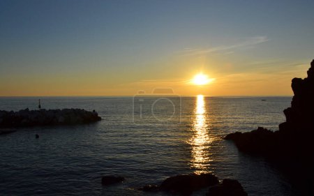 Photo for Sunset near Riomaggiore in the Cinque Terre coastal area, Italy - Royalty Free Image