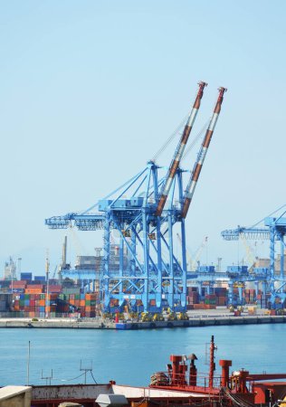 Photo for Cranes in the port of Genoa in Italy - Royalty Free Image
