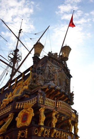 Photo for Galeone Neptune ship built in 1985 for Roman Polanskis film Pirates.Genoa, Italy. - Royalty Free Image