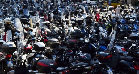 Photo for Parking with lots of scooters and motorcycles - Royalty Free Image