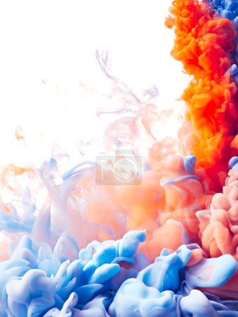 Photo for Abstract background with color drop of acrylic paint and ink over white - Royalty Free Image