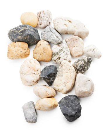 Téléchargez les photos : Spa stones isolated on white background. Zen still life arrangement - en image libre de droit