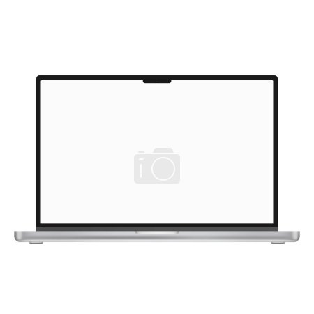 Photo for Mockup of open laptop empty screen isolated on white background - Royalty Free Image