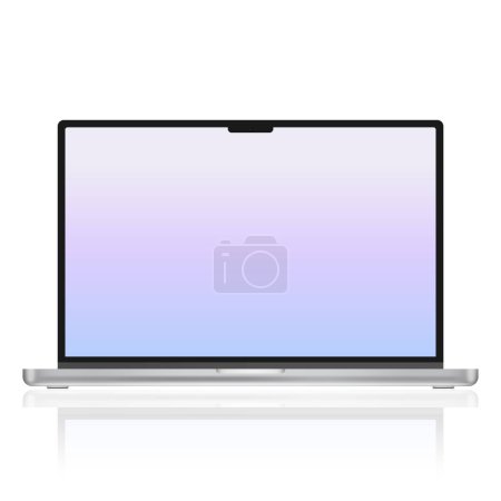 Photo for Mockup of open laptop gradient display isolated on white background - Royalty Free Image