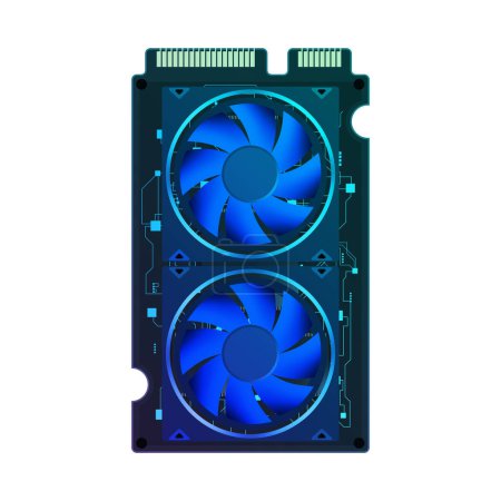 Foto de Graphic video adapter card with fans circuit board isolated on white background - Imagen libre de derechos