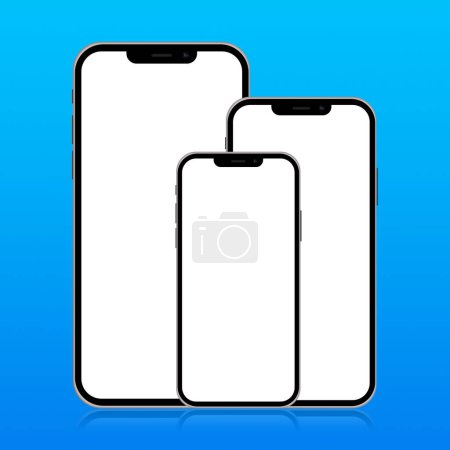 Téléchargez les photos : Maquette de téléphone portable isolé sur fond bleu - en image libre de droit